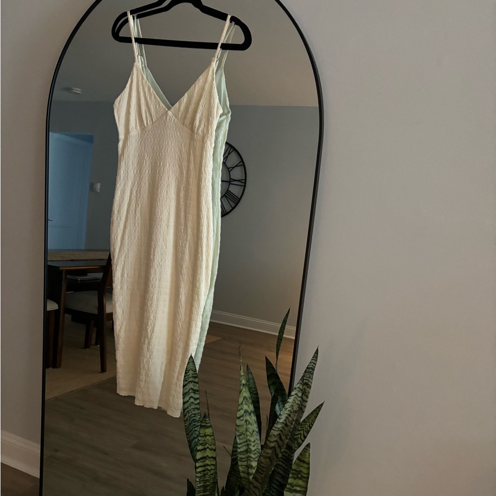 Forever 21 Cream Midi Dress with Spaghetti Straps